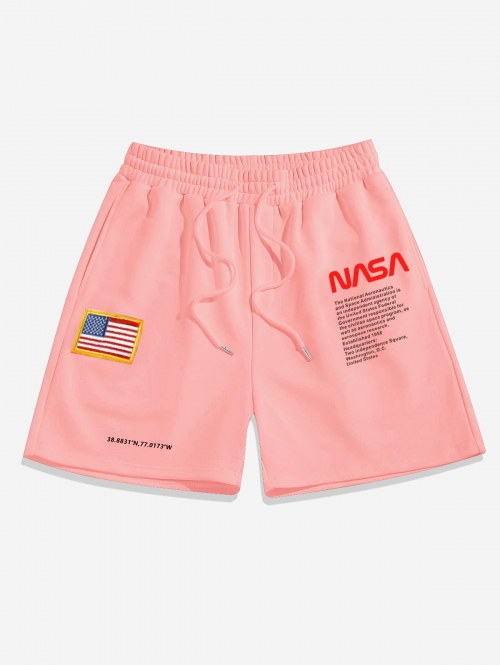 ZAFUL Letter Graphic Print Patch Sport Shorts L Light pink