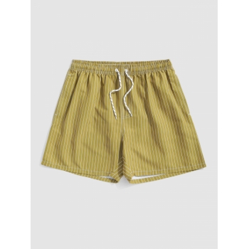 ZAFUL Men's Pinstripe Pocket Drawstring Shorts S Yellow