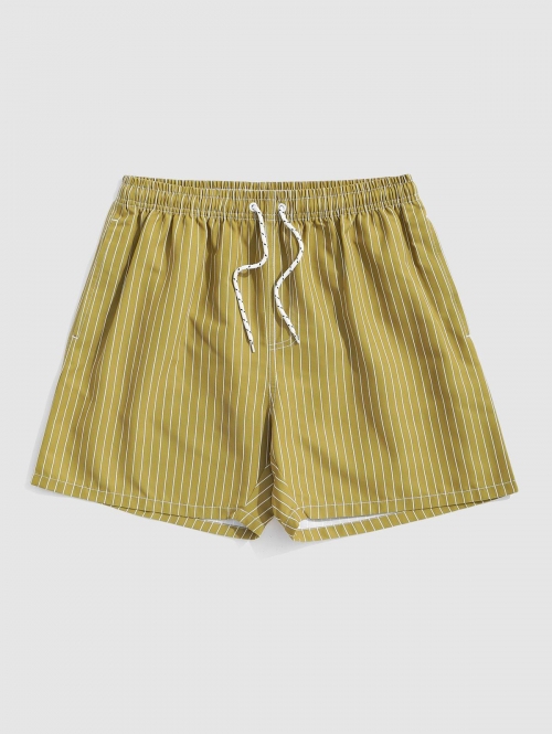 ZAFUL Men's Pinstripe Pocket Drawstring Shorts S Yellow