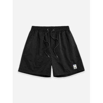 ZAFUL Label Design Solid Color Drawstring Shorts L Black