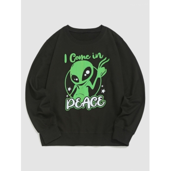 ZAFUL Men's Y2K Aesthetic Cartoon Alien Graphic Sweatshirt Xxl Black