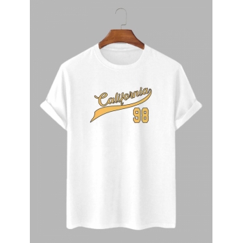 California Letter Pattern Basic T-shirt M White