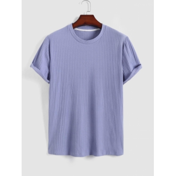 ZAFUL Ribbed Short Sleeve Basic T Shirt Xl Light blue