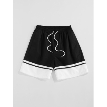 ZAFUL Streetwear Two-tone Color Spliced Drawstring Basketball Shorts Xl Black