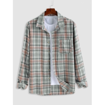 ZAFUL Men's ZAFUL Tartan Flannel Long Sleeves Shirt L Light gray