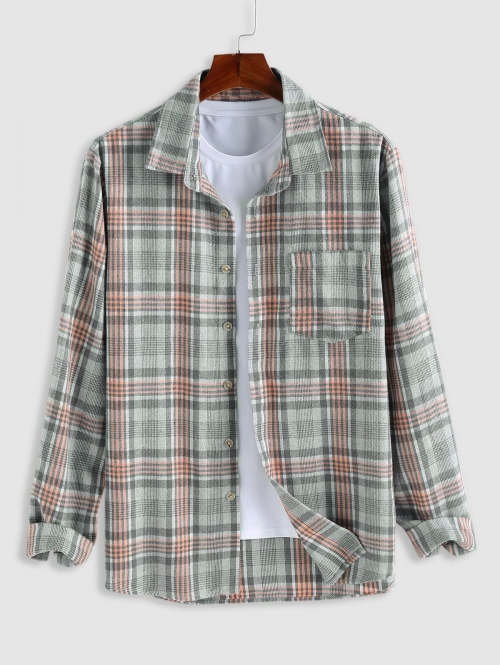 ZAFUL Men's ZAFUL Tartan Flannel Long Sleeves Shirt L Light gray