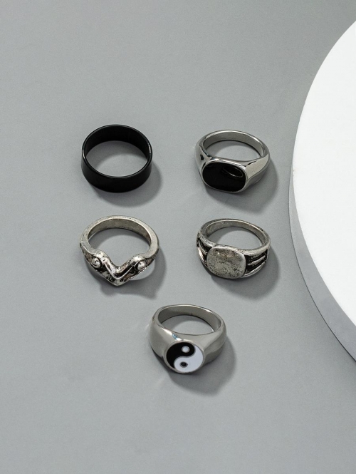 5Pcs Vintage Yin and Yang Rings