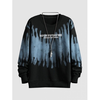 ZAFUL Men's Y2K Aesthetic Ombre Tie Dye Letter Sweatshirt S Black