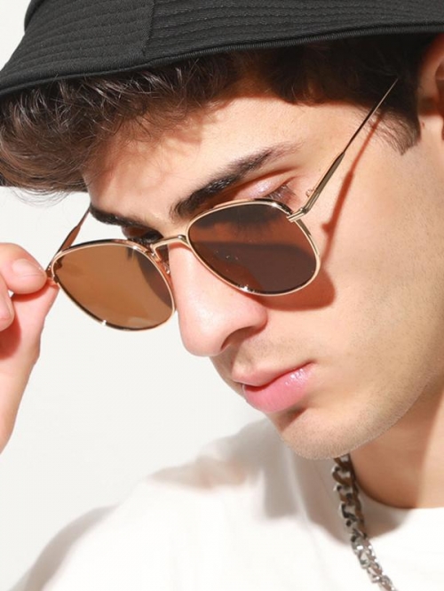 ZAFUL Men Classic Small Frame Metal Sunglasses