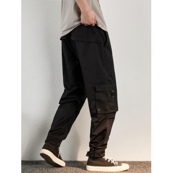 ZAFUL Men's Hook and Loop Design Solid Color Cargo Pants 2xl Black