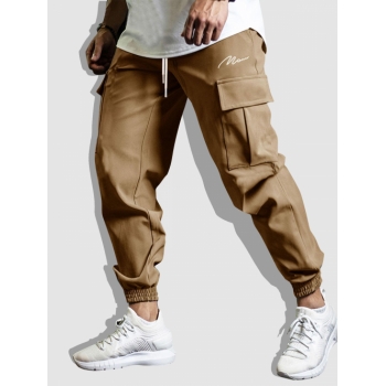 ZAFUL Men's Drawstring Jogger Cargo Pants L Light coffee