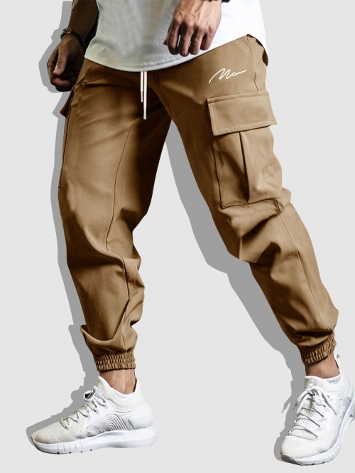 ZAFUL Men's Drawstring Jogger Cargo Pants L Light coffee