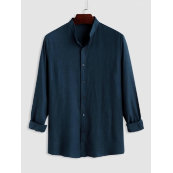 ZAFUL Men's Semi-sheer Line Long Sleeves Shirt Xxl Deep blue