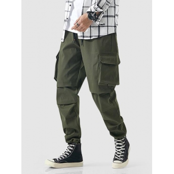 ZAFUL Men's 3D Pocket Drawstring Label Design Streetwear Baggy Cargo Pants Xl Deep green