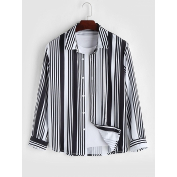 ZAFUL Men's ZAFUL Striped Long Sleeve Shirt M Black