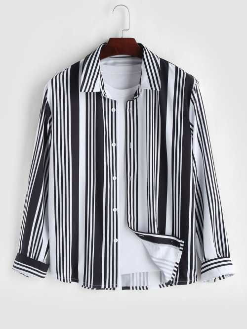 ZAFUL Men's ZAFUL Striped Long Sleeve Shirt M Black