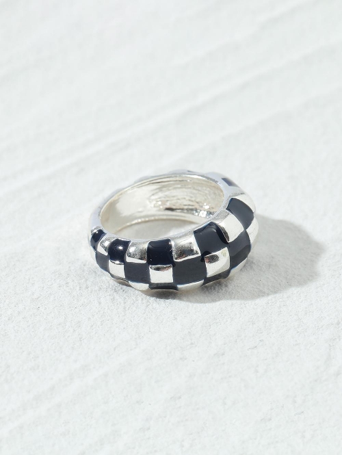 Glazed Checkerboard Chunky Ring