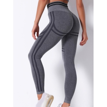 Women Sports Scrunch Butt Sweat Absorbent Breathable Yoga Leggings L Dark gray