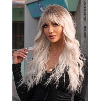 zaful Ombre Color Light Blonde Full Bang Wave Synthetic Wig