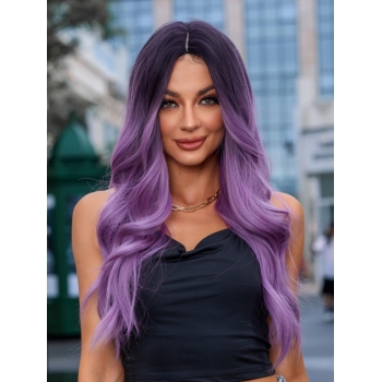 zaful Purple Gradient Long Wavy Synthetic Wig