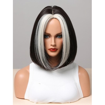 zaful Black Highlight White Bob Haircut Synthetic Cosplay Wig