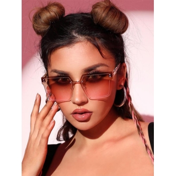 Fashion Women Square Shape Oversized Rimeless Sunglasses