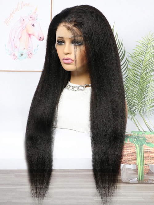 zaful 13*4 Lace Front Kinky Straight 180% Human Hair Wig