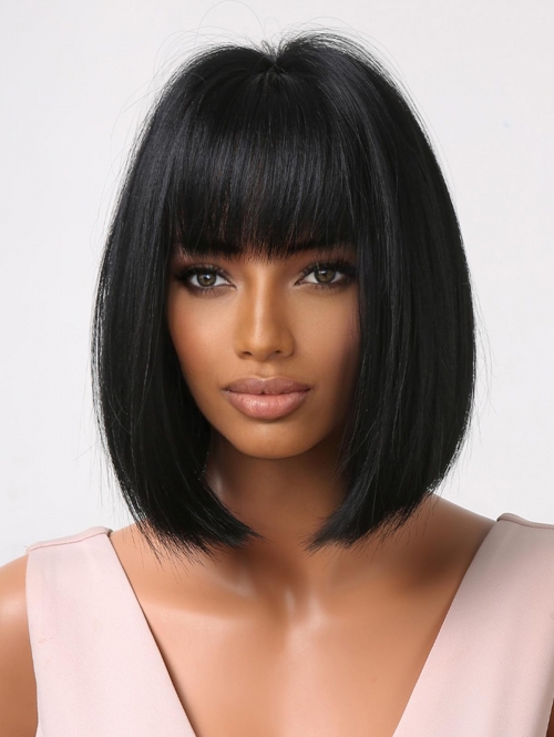 zaful Full Bang Bob Haircut Straight Synthetic Wig