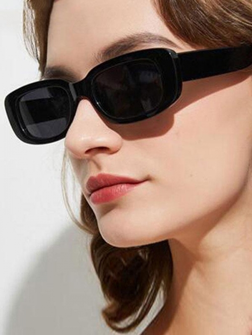 Fashion Women Wide Frame Rectangle Shape Sunglasses