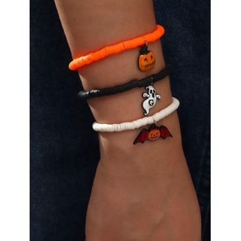 3Pcs Pumpkin Bat Ghost Halloween Bracelet