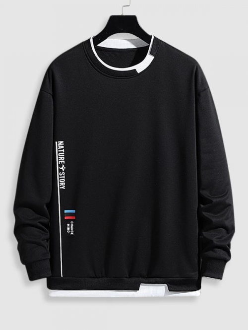 ZAFUL Men's Letter Twofer Sweatshirt M Black