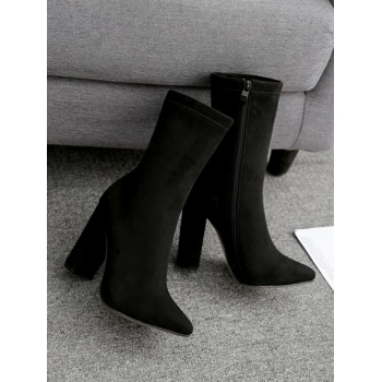 ZAFUL Women Chunky Heel Faux Suede Ankle Boots