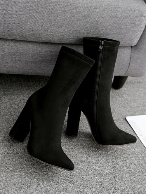 ZAFUL Women Chunky Heel Faux Suede Ankle Boots