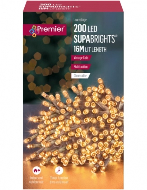 Premier 200 Multi Action LED Supabrights with Timer (Vintage Gold)