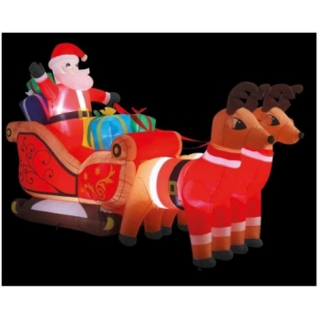 Premier 3m Inflatable Santa in Sleigh with Reindeers