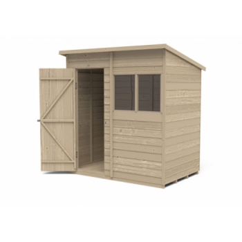 Forest Garden 6x4 Pent Overlap Pressure Treated Wooden Garden Shed (Installation Included)