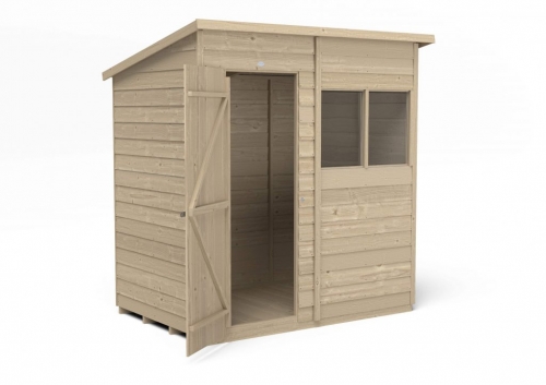 Forest Garden 6x4 Pent Overlap Pressure Treated Wooden Garden Shed