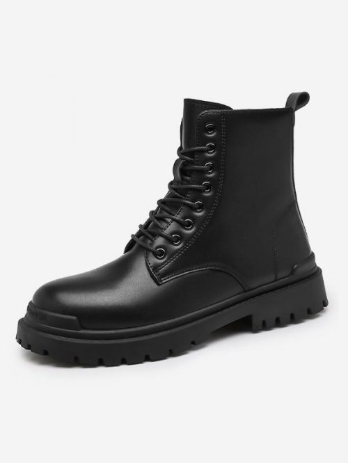 Lace Up Zipper Side Combat Boots