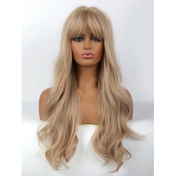 zaful Light Golden Long Wavy See-through Bang Synthetic Wig