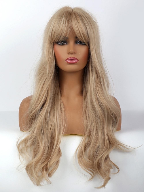 zaful Light Golden Long Wavy See-through Bang Synthetic Wig