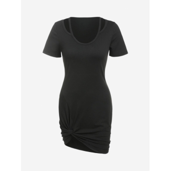 Women Cut Out Twisted Mini Bodycon Dress M Black