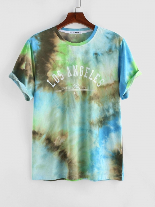 ZAFUL Los Angeles Graphic Tie Dye T Shirt Xl Light green