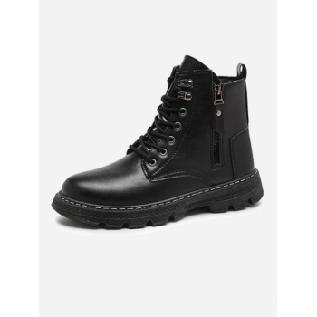 Stitching Side Zip Solid Color Combat Boots