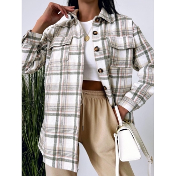 Women Blouses ZAFUL Plaid Drop Shoulder Pocket Shirt M