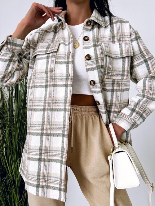 Women Blouses ZAFUL Plaid Drop Shoulder Pocket Shirt M