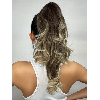 Brown Golden Gradient Color Wavy Ponytail