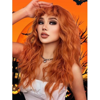 zaful Long Curly Orange Synthetic Cosplay Halloween Wig