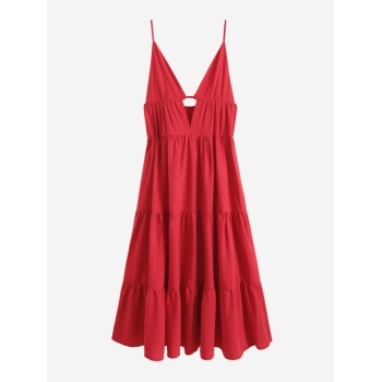 Maxi Cami Cut Out Tiered Maxi Dress S Red