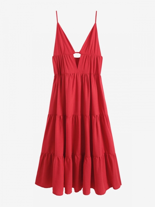 Maxi Cami Cut Out Tiered Maxi Dress S Red