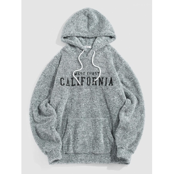 ZAFUL Men's ZAFUL CALIFORNIA Embroidered Fuzzy Hoodie M Light gray